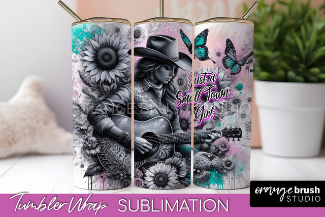 Western Tumbler Wrap - Cowgirl Tumbler Sublimation Sublimation OrangeBrushStudio 