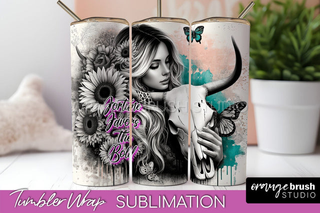 Western Tumbler Wrap - Cowgirl Tumbler Sublimation Sublimation OrangeBrushStudio 