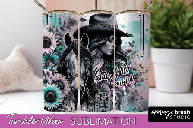 Western Tumbler Wrap - Cowgirl Tumbler Sublimation Sublimation OrangeBrushStudio 
