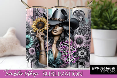 Western Tumbler Wrap - Cowgirl Tumbler Sublimation Sublimation OrangeBrushStudio 