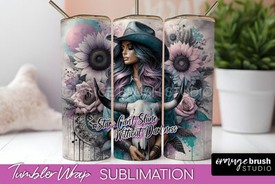 Western Tumbler Wrap - Cowgirl Tumbler Sublimation Sublimation OrangeBrushStudio 