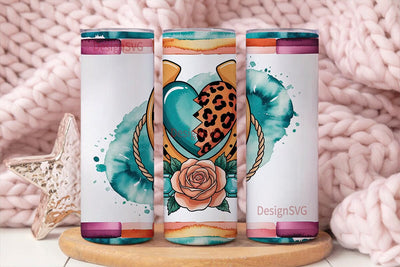 Western Turquoise Heart 20oz Tumbler Sublimation DesignSVG 