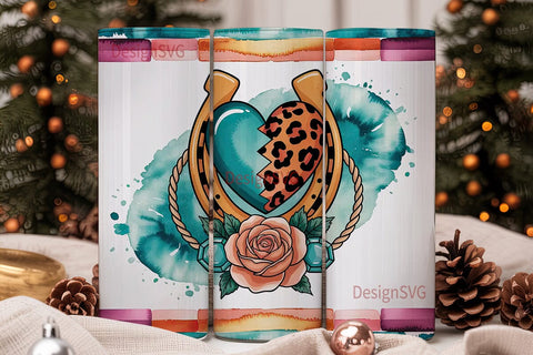 Western Turquoise Heart 20oz Tumbler Sublimation DesignSVG 
