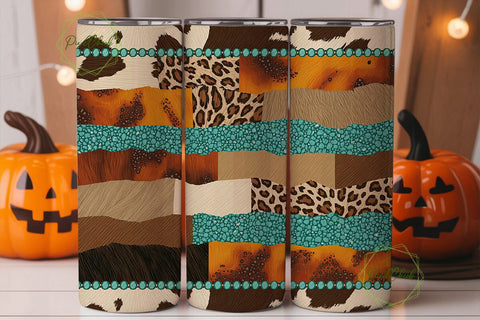 Western Turquoise Tumbler Wrap Sublimation PixelChick 