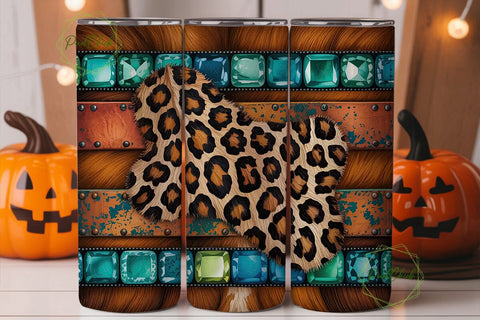 Western Turquoise Tumbler Wrap Sublimation PixelChick 