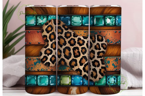 Western Turquoise Tumbler Wrap Sublimation PixelChick 
