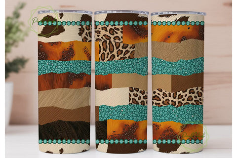 Western Turquoise Tumbler Wrap Sublimation PixelChick 