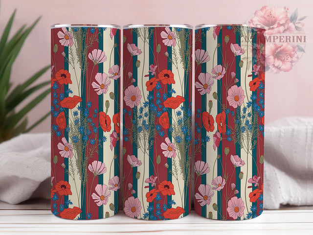 Western Wildflower Patriotic Tumbler, 4th Of July Wildflower PNG, Red White Blue Floral Wrap, Cowboy Americana Tumbler, Independence Day Sublimation Design, 20oz Skinny Tumbler PNG Sublimation Li Zamperini 