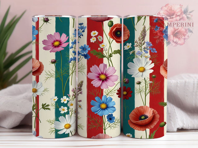 Western Wildflower Patriotic Tumbler, 4th Of July Wildflower PNG, Red White Blue Floral Wrap, Cowboy Americana Tumbler, Independence Day Sublimation Design, 20oz Skinny Tumbler PNG Sublimation Li Zamperini 