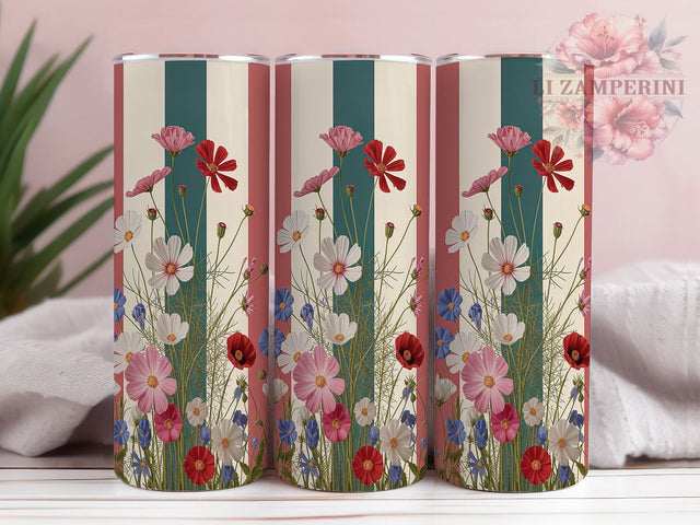 Western Wildflower Patriotic Tumbler, 4th Of July Wildflower PNG, Red White Blue Floral Wrap, Cowboy Americana Tumbler, Independence Day Sublimation Design, 20oz Skinny Tumbler PNG Sublimation Li Zamperini 