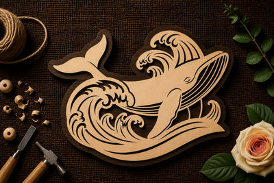 Whale and Ocean Waves Scene Laser Cut SVG File SVG Regulrcrative 