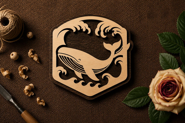Whale Coastal Ornament Wall Art Laser Cut SVG File SVG Regulrcrative 