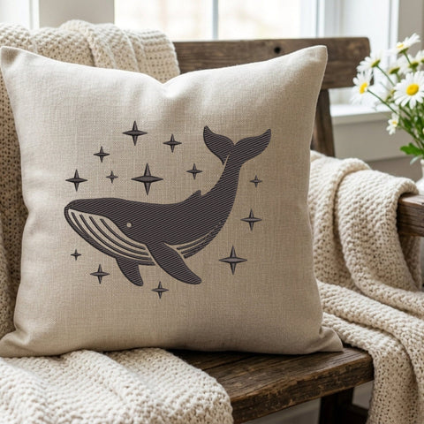 Whale Embroidery Design – Celestial Humpback Whale Stars Ocean Animal Machine Embroidery File Embroidery/Applique DESIGNS PatternFeed8 