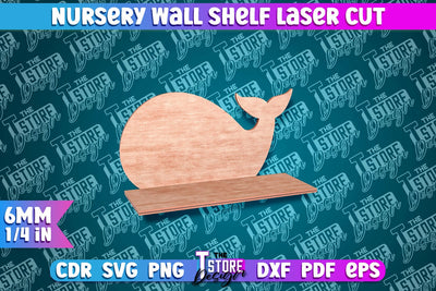 Whale Nursery Wall Shelf Laser Cut | Laser Cut Design SVG The T Store Design 