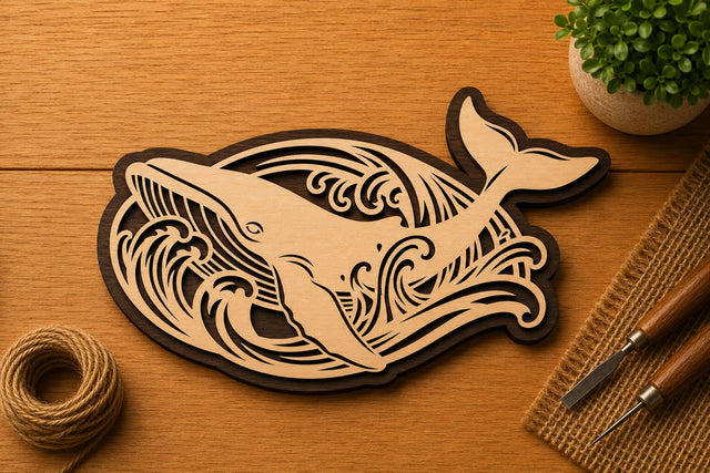 Whale Ocean Crest Design Laser Cut SVG File SVG Regulrcrative 