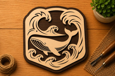 Whale Ocean Crest Scene Laser Cut SVG File SVG Regulrcrative 