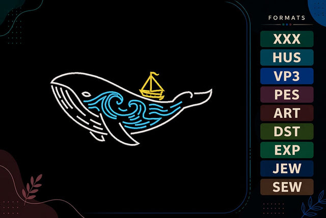 Whale Ocean Embroidery Design Embroidery/Applique DESIGNS sg embroidery 