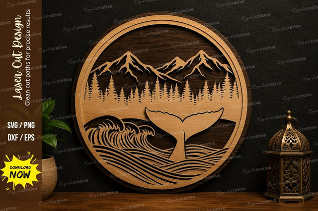 Whale Ocean Scene SVG Laser Cut Wall Art SVG Regulrcrative 