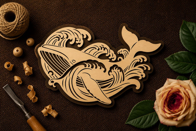 Whale Ocean Splash Artwork Laser Cut SVG File SVG Regulrcrative 