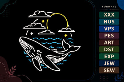 Whale Ocean Summer Sea Embroidery Design Embroidery/Applique DESIGNS sg embroidery 