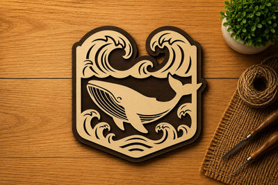 Whale Ocean Wave Scene Laser Cut SVG File SVG Regulrcrative 