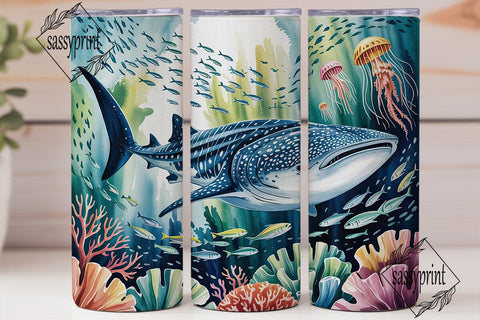 Whale Shark Coral Reef 20oz Wrap Sublimation sassyprint 