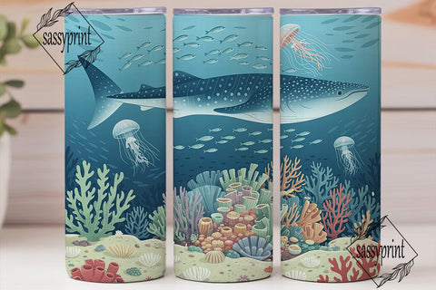 Whale Shark Coral Reef 20oz Wrap Sublimation sassyprint 