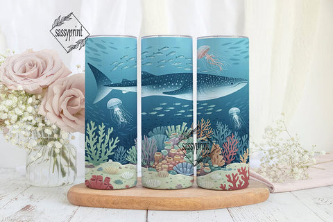 Whale Shark Coral Reef 20oz Wrap Sublimation sassyprint 