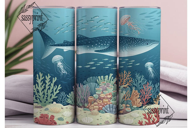 Whale Shark Coral Reef 20oz Wrap Sublimation sassyprint 