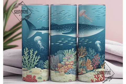 Whale Shark Coral Reef 20oz Wrap Sublimation sassyprint 