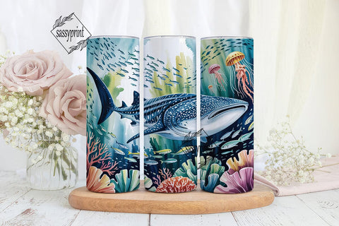 Whale Shark Coral Reef 20oz Wrap Sublimation sassyprint 