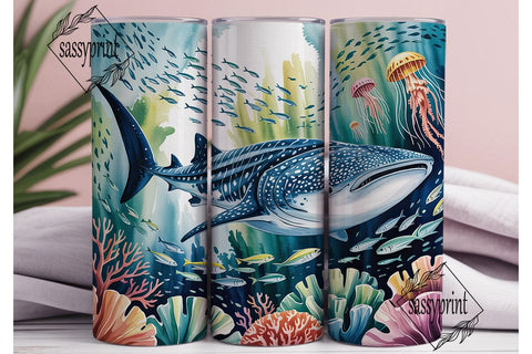 Whale Shark Coral Reef 20oz Wrap Sublimation sassyprint 