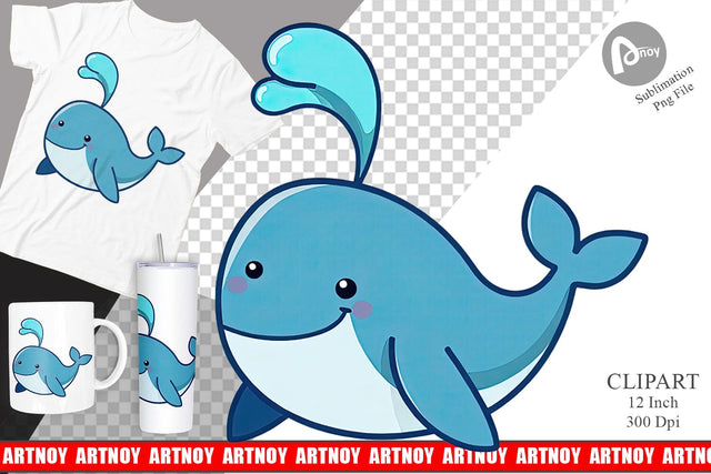 Whale Spout Clipart Sublimation artnoy 