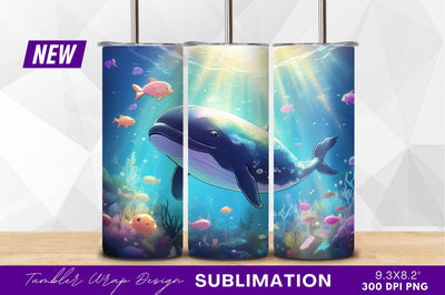 Whale swimming with fishes in the ocean Sublimation Regulrcrative 