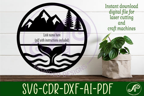 Whale tail name sign svg laser cut template SVG APInspireddesigns 
