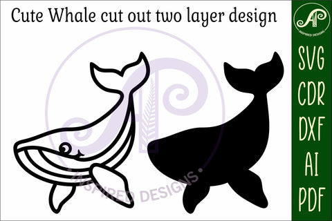 Whale two layer cut out laser cut wall art SVG APInspireddesigns 