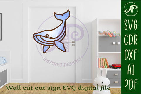 Whale two layer cut out laser cut wall art SVG APInspireddesigns 