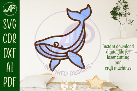 Whale two layer cut out laser cut wall art SVG APInspireddesigns 