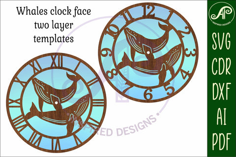 Whale wall clock laser cut files, SVG file. vector SVG APInspireddesigns 