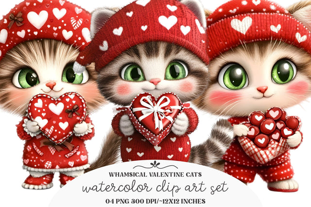 whamsical valentine cats clipart Sublimation designmaster24 