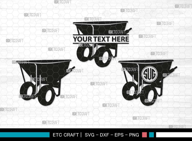 Wheelbarrow Monogram, Wheelbarrow Silhouette, Wheelbarrow SVG, Gardening Tool Svg, Farming Tool Svg, SB00566 SVG ETC Craft 