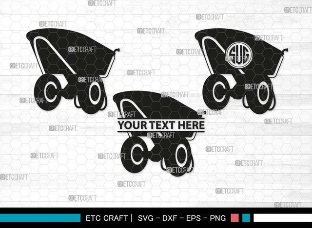 Wheelbarrow Monogram, Wheelbarrow Silhouette, Wheelbarrow SVG, Gardening Tool Svg, Farming Tool Svg, SB00566 SVG ETC Craft 