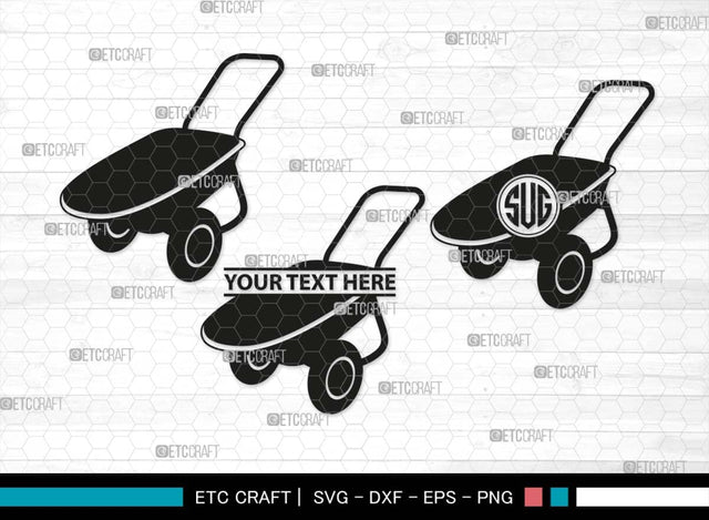 Wheelbarrow Monogram, Wheelbarrow Silhouette, Wheelbarrow SVG, Gardening Tool Svg, Farming Tool Svg, SB00566 SVG ETC Craft 