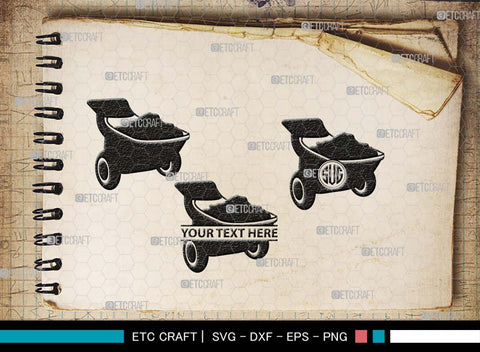 Wheelbarrow Monogram, Wheelbarrow Silhouette, Wheelbarrow SVG, Gardening Tool Svg, Farming Tool Svg, SB00566 SVG ETC Craft 