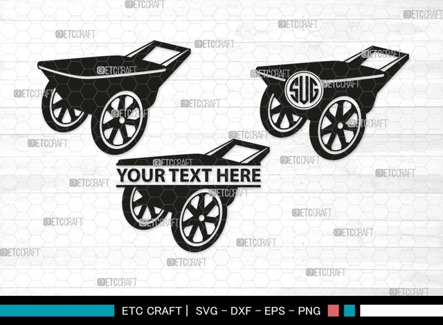 Wheelbarrow Monogram, Wheelbarrow Silhouette, Wheelbarrow SVG, Gardening Tool Svg, Farming Tool Svg, SB00566 SVG ETC Craft 