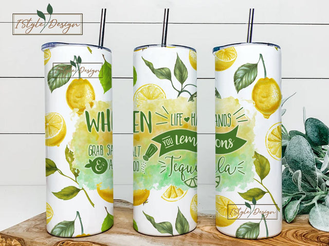 When Life Gives You Lemons, 20 oz Skinny Tumbler, Sublimation Design, Digital Download PNG Sublimation iStyleDesign 