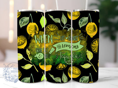 When Life Gives You Lemons 20oz Skinny Tumbler, Lemons Tumbler Png, Straight & Tapered Tumbler Wrap, Instant Digital Download Sublimation ToriDesigns 