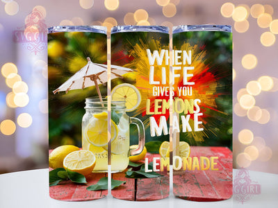 When Life Gives You Lemons Make Lemonade 20oz Tumbler Wrap Sublimation Design, Straight Tapered Tumbler Wrap, Summer Tumbler Png, Instant Digital Download Sublimation SvggirlplusArt 