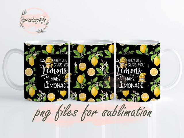 When Life gives You Lemon's Make Lemonade Mug Wrap Design, Instant Digital Design Download Mug Wrap Design, Mug Design PNG Sublimation PrintingLife 