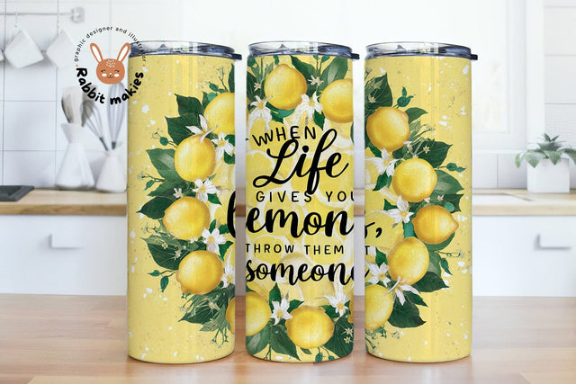 When Life Gives You Lemons, Throw Them at Someone 20oz Skinny Tumbler PNG, Gnome Sublimation Design Sublimation Rabbitmakies 
